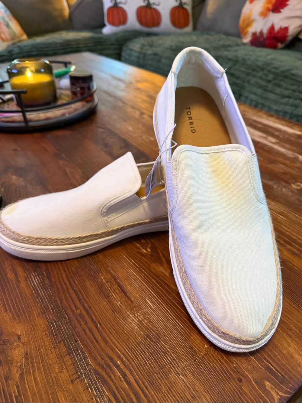 torrid White Canvas Slip-On Espadrille Sneakers